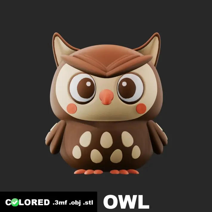 Cute Cartoon Owl – Keychain or Bust – 3D Printable Model — modelo 3D