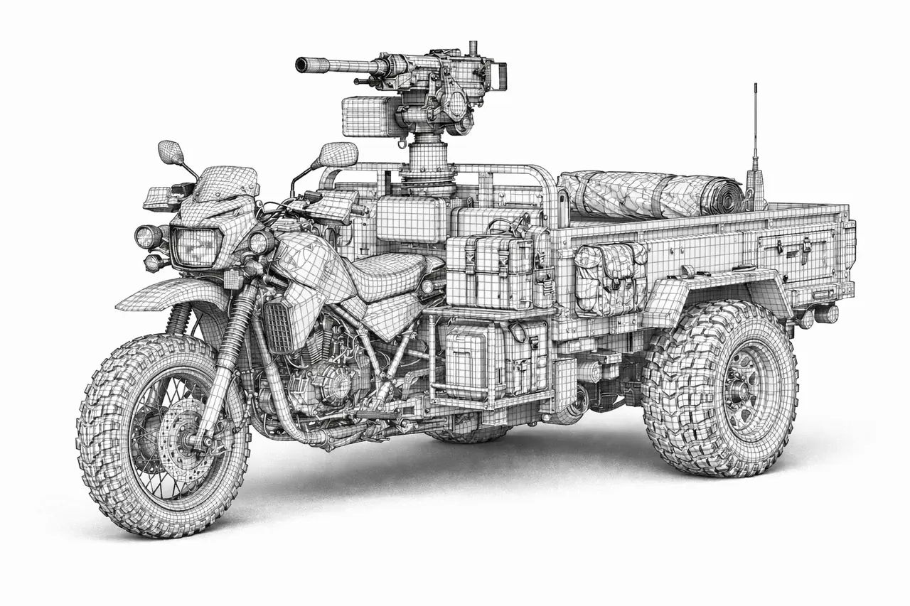 Military Tactical Trike Bike 3D Model — modelo 3D