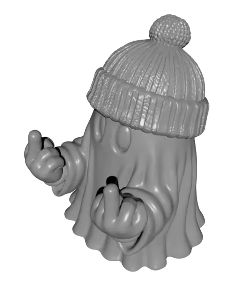 RUDE GHOST WITH MIDDLE FINGERS & BEANIE / HALLOWEEN DECOR / FUNNY HALLOWEEN DECOR / DESK TOY — modelo 3D
