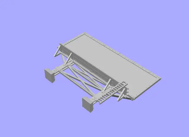 N Scale Steel Truss Billboard – Twin-Post Bulletin with Slatted Catwalk & Optional Railings (1:160) — modelo 3D