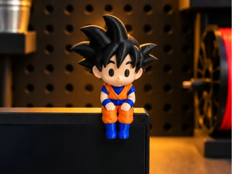 Mini Goku – Sentado no Monitor ou Prateleira — modelo 3D