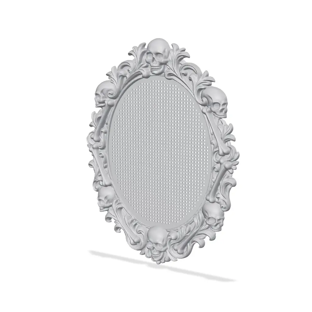Skull Oval – Gothic Cross Stitch Frame — modelo 3D