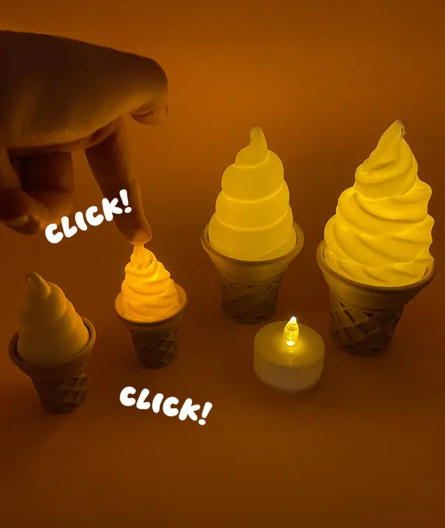 Soft Serve Ice Cream Light Up Clicker & Tea Light Candle Holder [FREE!] — modelo 3D