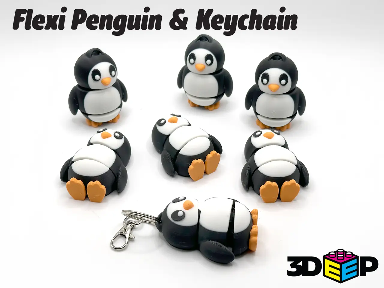 Flexi Penguin & Keychain No Supports No Supports — modelo 3D