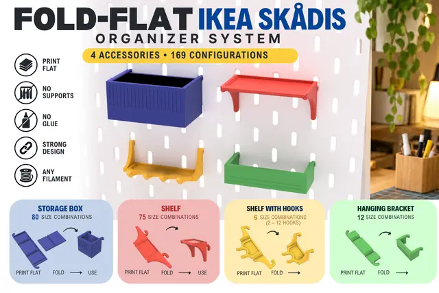 Fold-Flat IKEA SKÅDIS Organizer System — 119 Configurations — modelo 3D