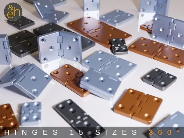 Hinges 360° - 15 Sizes, All Purpose, Print-in-Place — modelo 3D