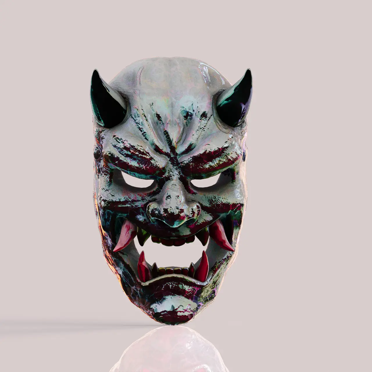 Oni Demon Mask, Wearable traditional Japanese demon Mask — modelo 3D