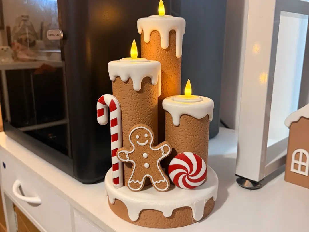 Gingerbread Christmas Candle | LED Tealight Holder — modelo 3D