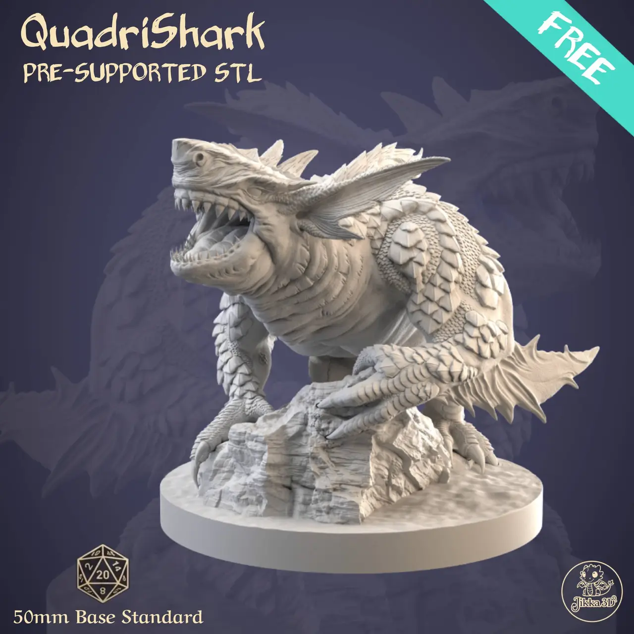 [FREE] Quadri Shark - Apex Predator Miniature (Pre-supported) [FREE] — modelo 3D