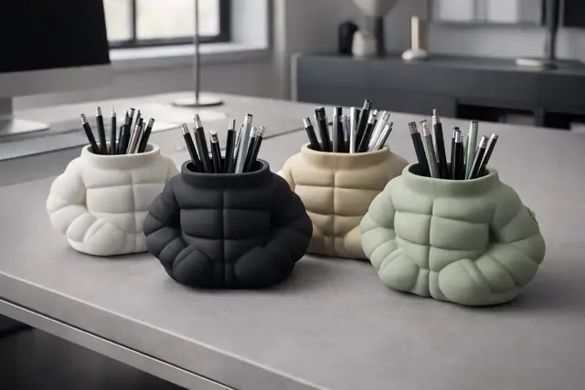 Puffer Jacket Pen Holder (110 mm) – Cozy Desk Organizer, Fast & Strong Print — modelo 3D