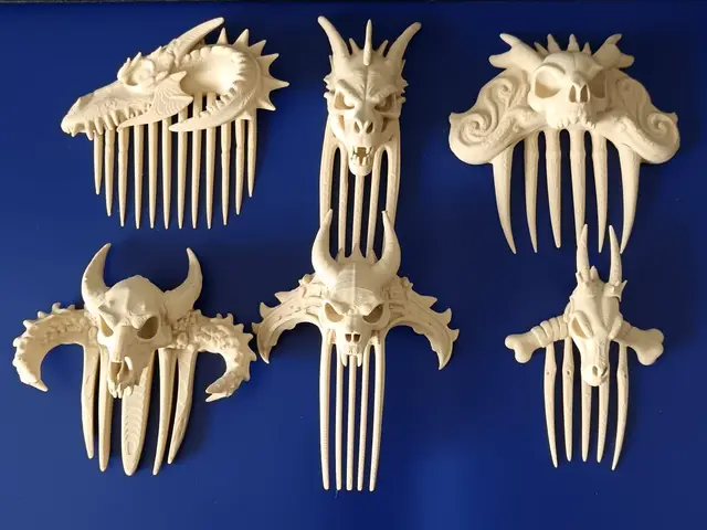 Pettinini per capelli Teschio del Drago - Set 01 — modelo 3D