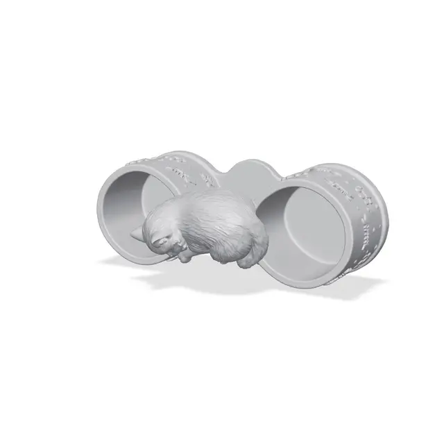 Sleeping Kitten Dual Planter Cat Decor — modelo 3D
