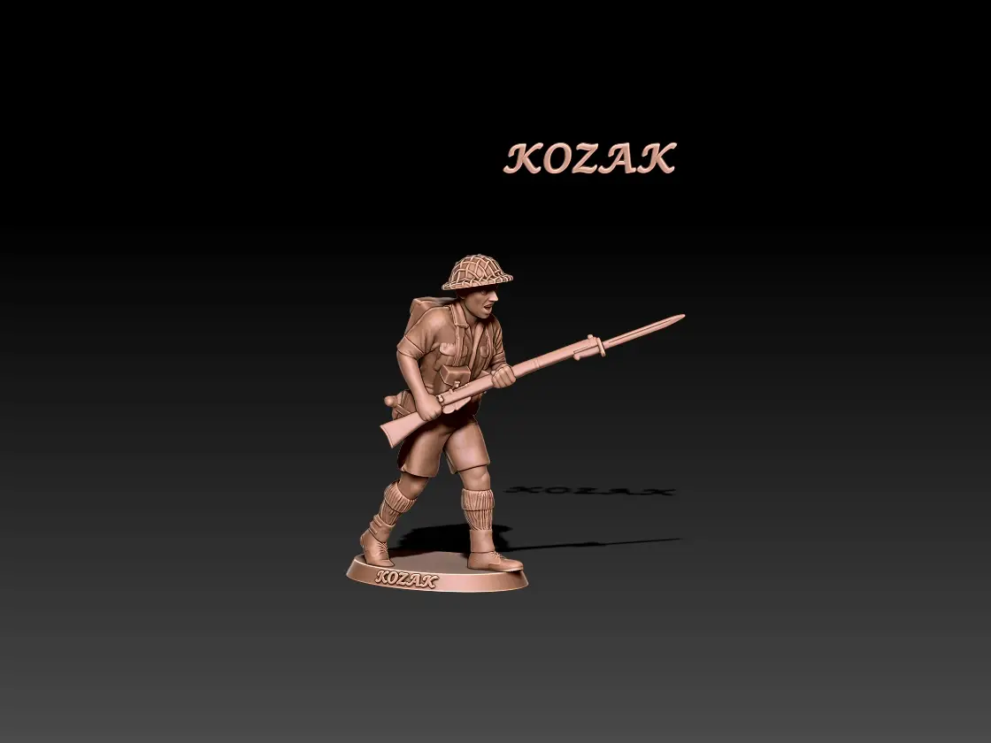 ww2 british 8th army infantryman advancing free sample — modelo 3D