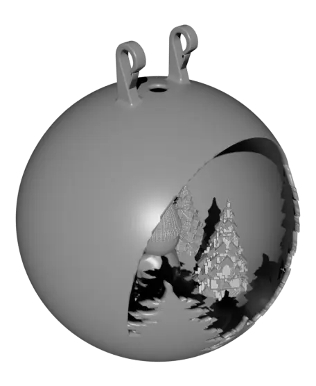 Snowglobe ornament with deer, christmas tree, snowman and empty for your design — modelo 3D