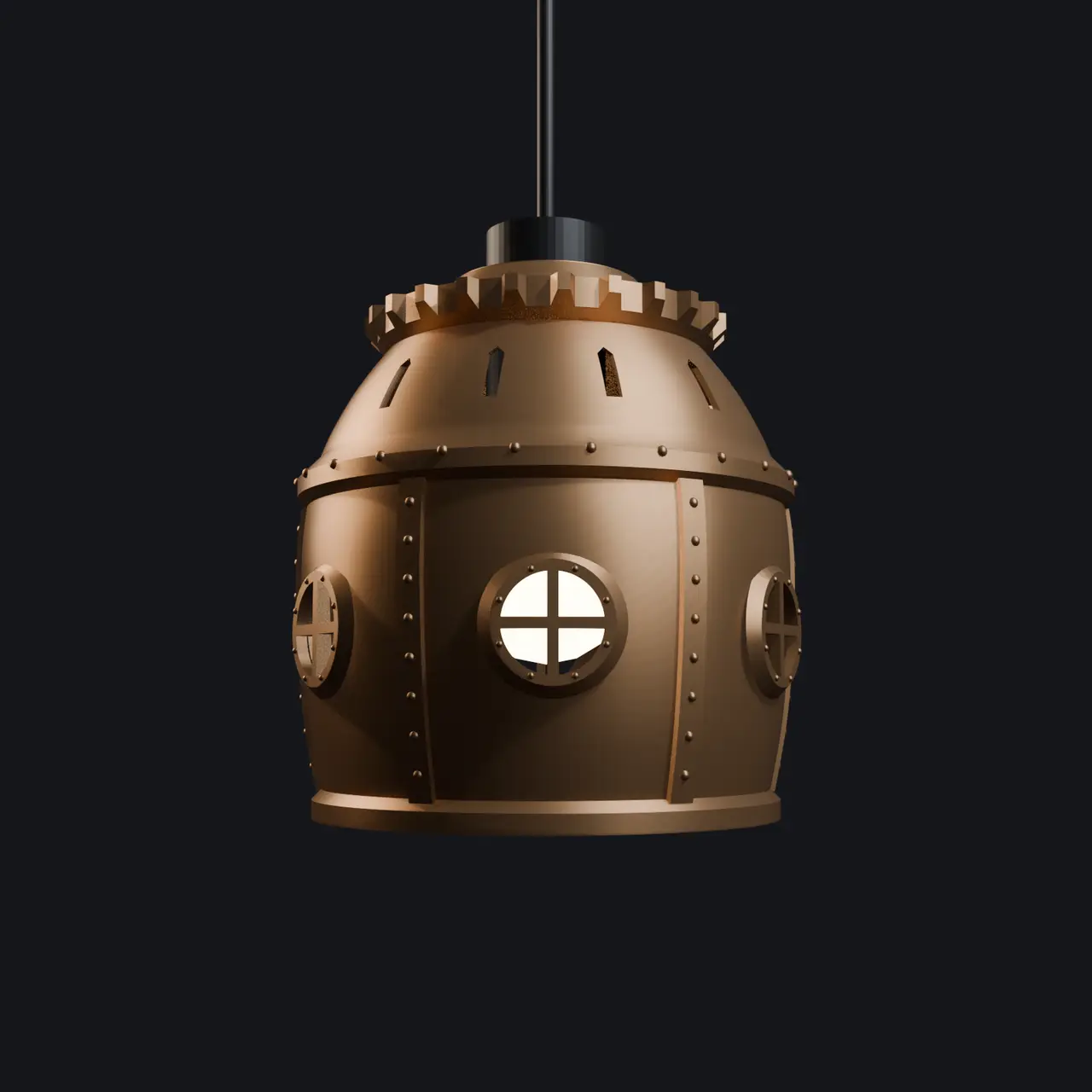 Boiler Lamp - Steampunk Porthole E27 Lamp Shade with Pipe Table and Wall Stand — modelo 3D