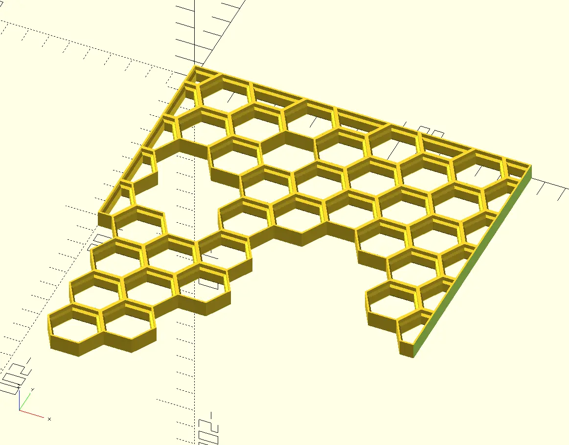 Customizable Honeycomb Storage Wall (OpenSCAD) — modelo 3D