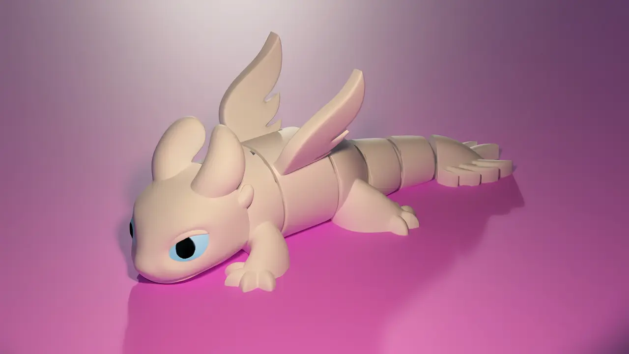 Articulated Dragon Light Fury Cute Flexi — modelo 3D