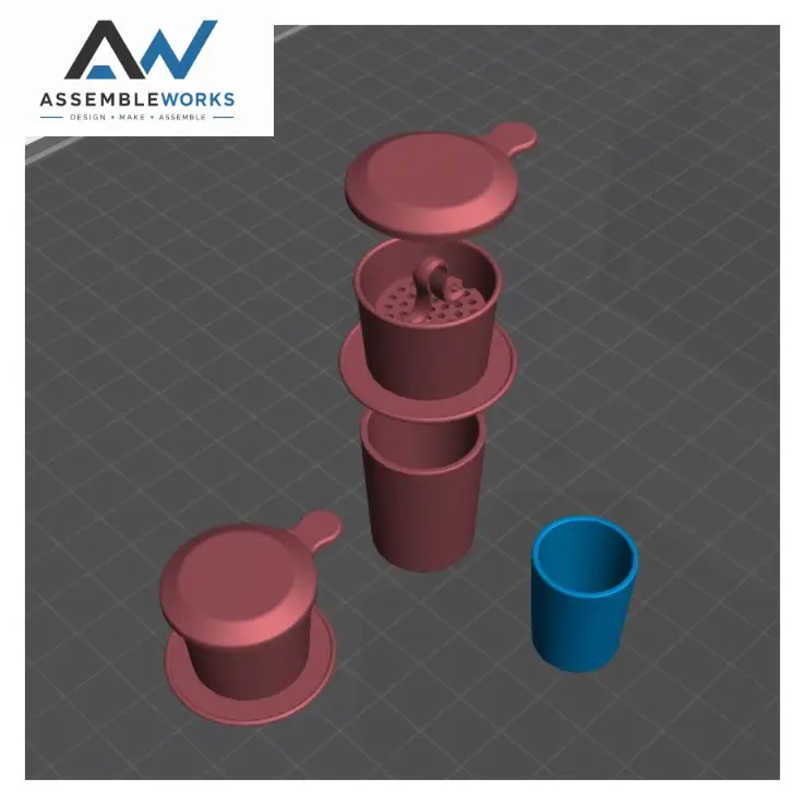 Miniature Coffee Phin & Cup – 1/12 Scale STL — modelo 3D