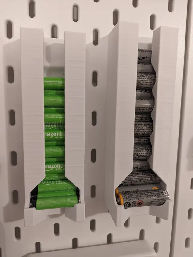 Skadis Mountable Battery Dispensers (AA, AAA, 18650) [Remix] — modelo 3D