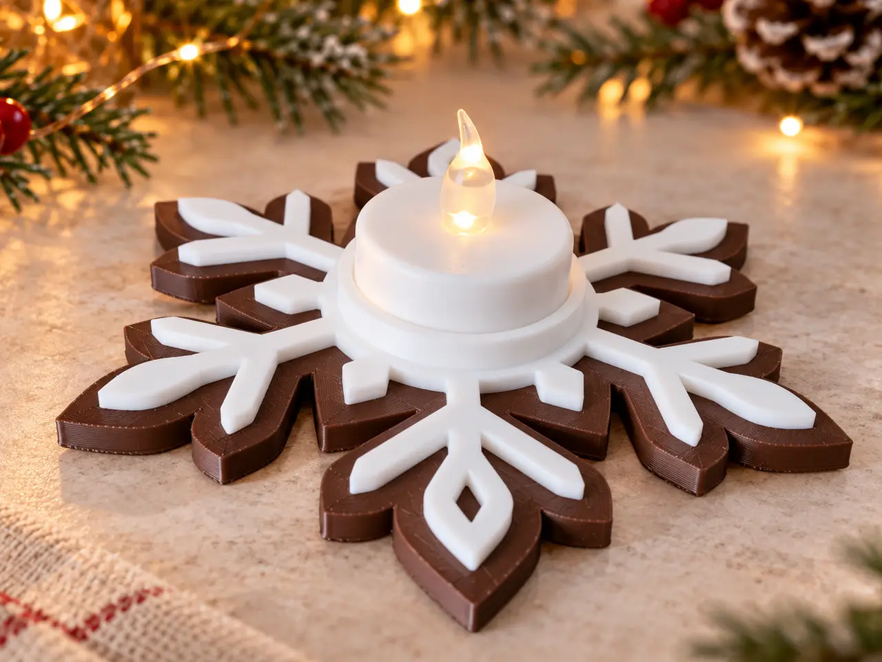 Christmas Snowflake LED Tealight Holder — modelo 3D