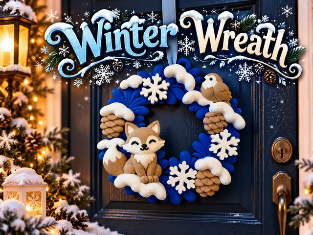 Winter Wreath Fox, Snowflakes & Winter Woodland — modelo 3D
