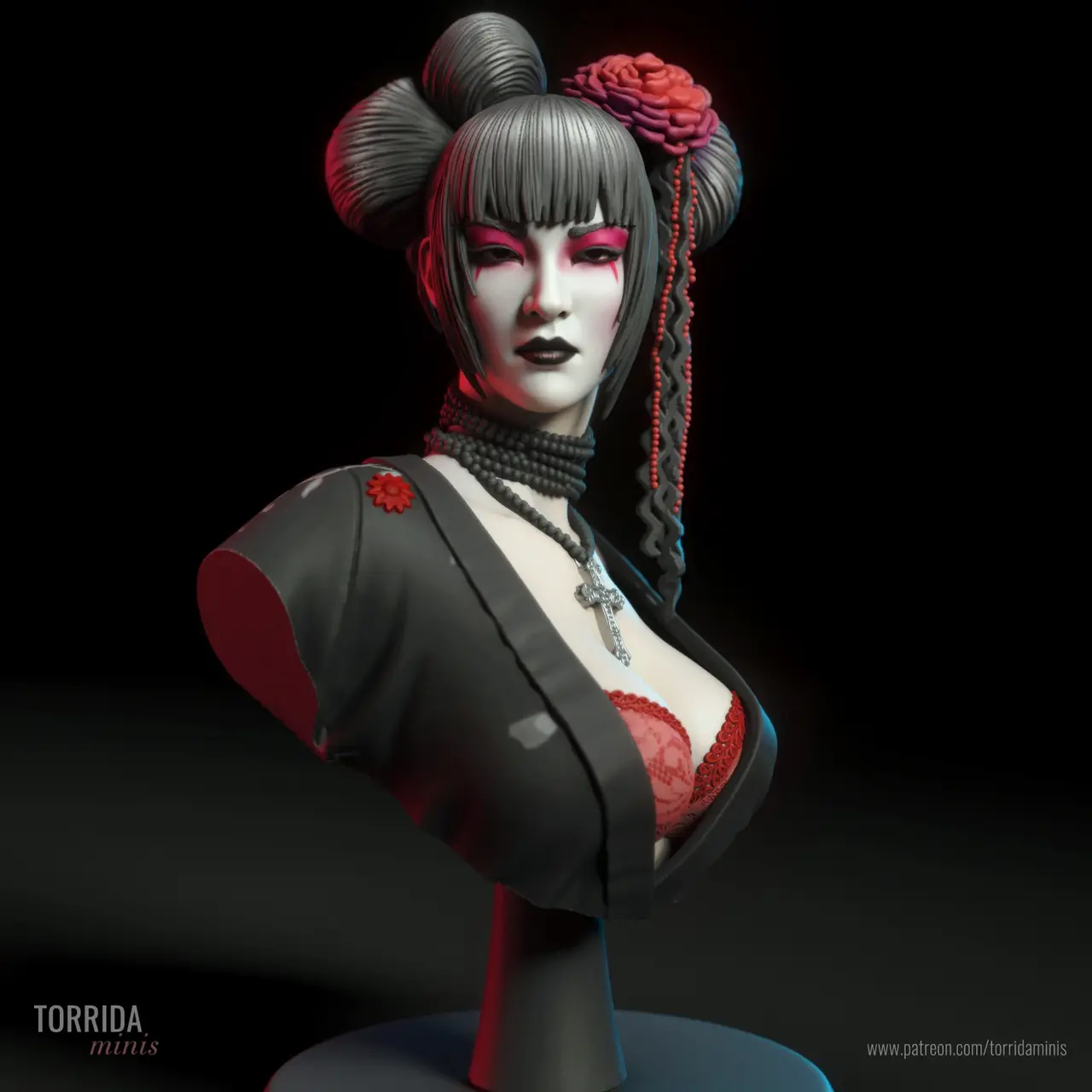 Hikari the goth geisha - Bust — modelo 3D