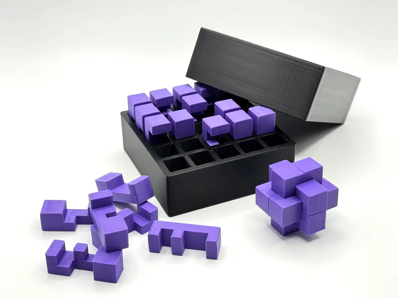 25-Piece Burr Puzzle Set with Box — modelo 3D