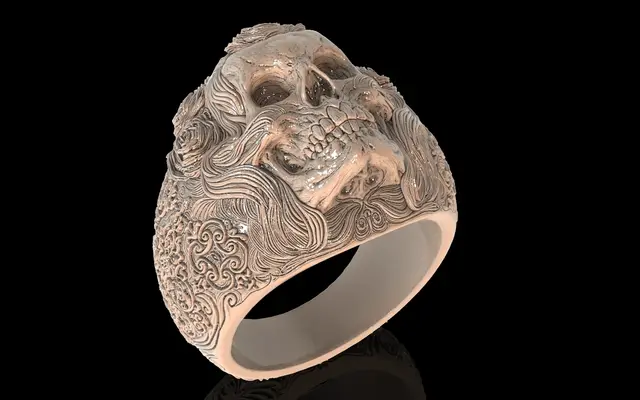 Skull ring jewelry skeleton ring 3D print model — modelo 3D