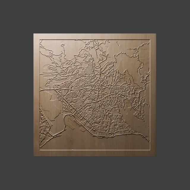 3D Topographic Map of Kingston STL Model for CNC & 3D Printing — modelo 3D