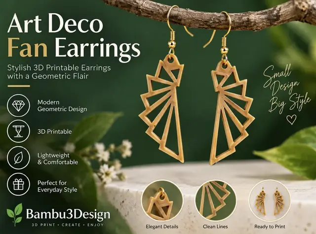 Art Deco Fan Earrings — modelo 3D