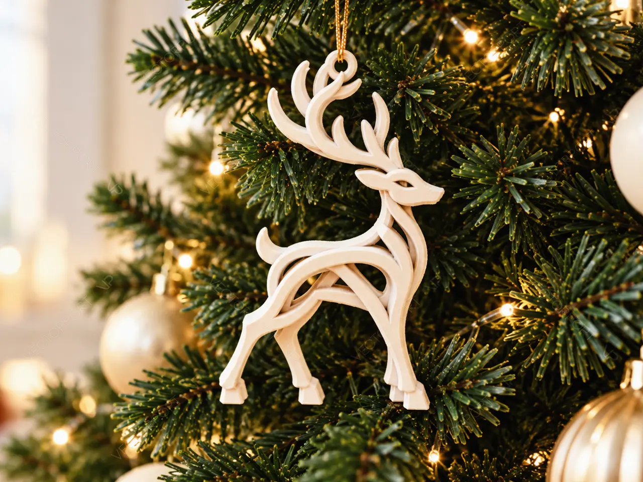 Elegant Reindeer Ornament Hanging Décor #093 — modelo 3D