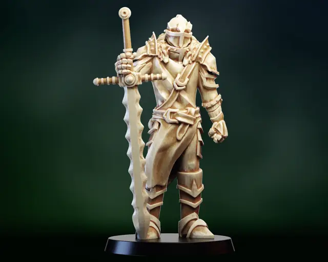 Fantasy medieval knight warrior with great sword — modelo 3D