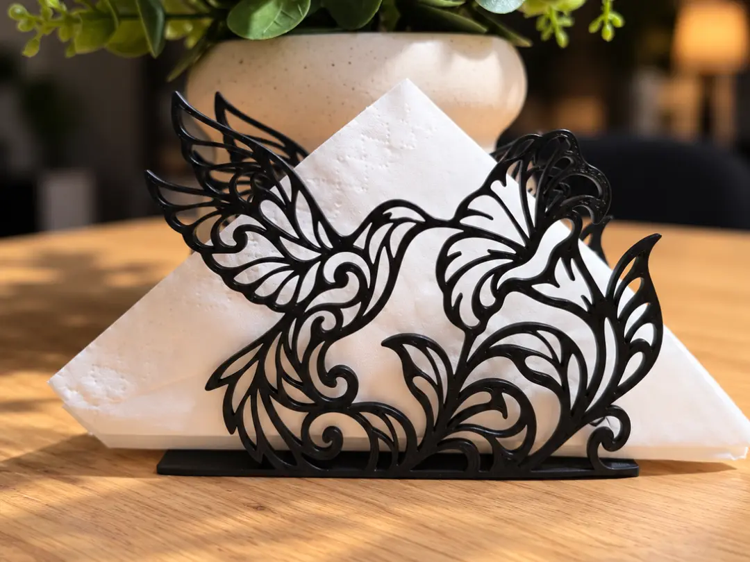 Hummingbird Elegance – Ornamental Napkin Holder — modelo 3D