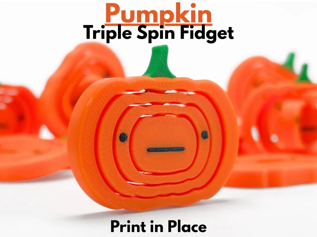 Pumpkin Triple Spin Fidget (Print in Place) — modelo 3D