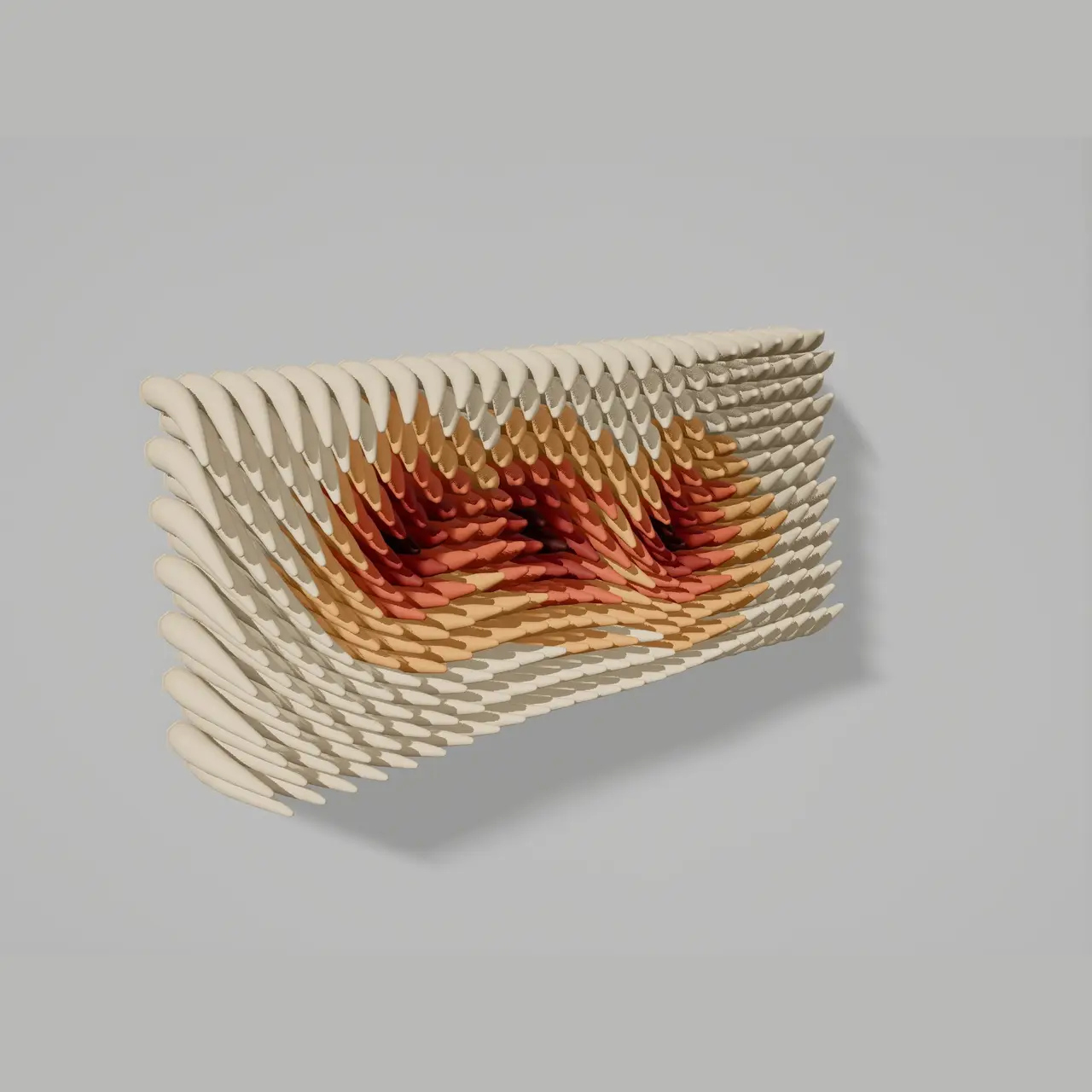 Twin Ember Eddy — Generative Wall Sculpture in 350 Parts — modelo 3D