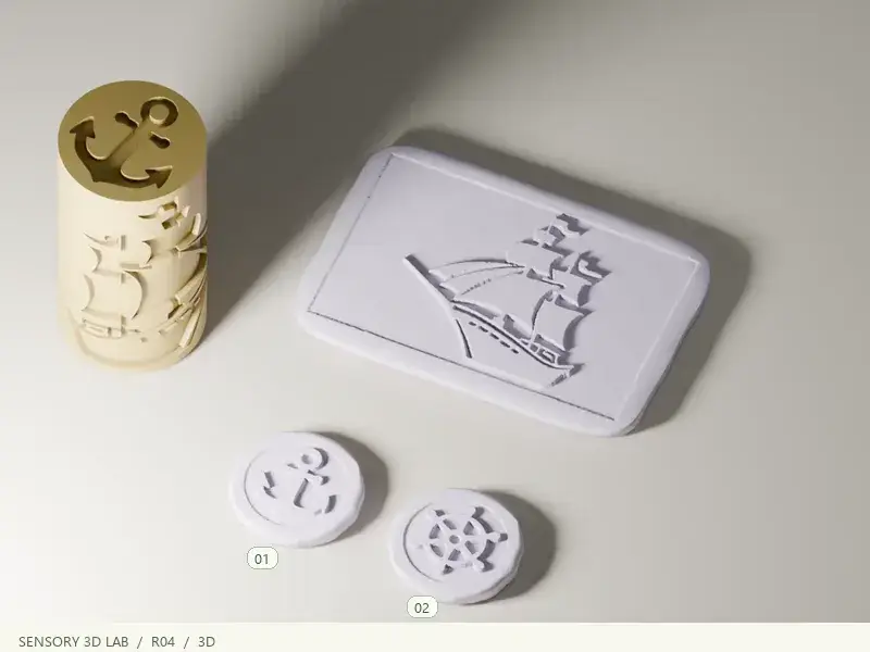 Sailing Ship Texture Roller & End Stamps | Play Dough & Sensory Play — modelo 3D