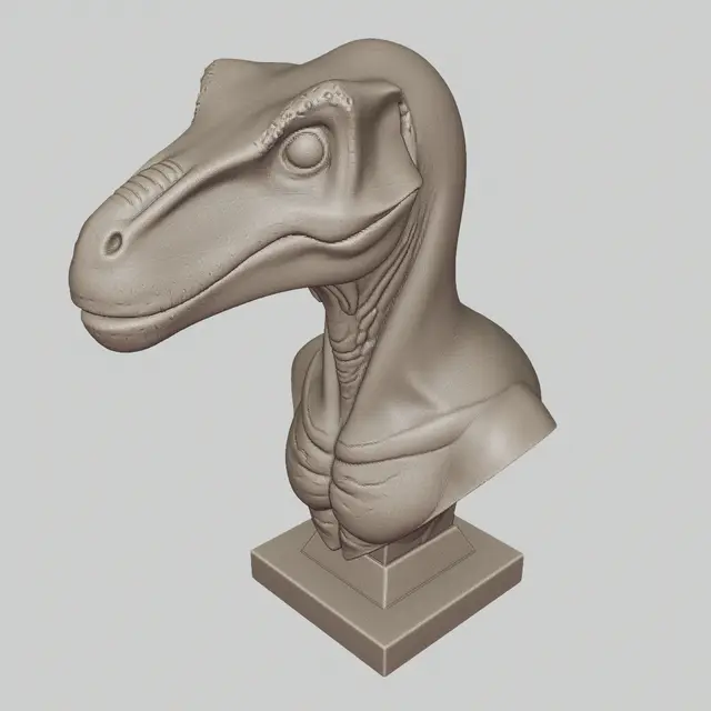 Velociraptor Bust 3D Model | Realistic Dinosaur Head Sculpture — modelo 3D