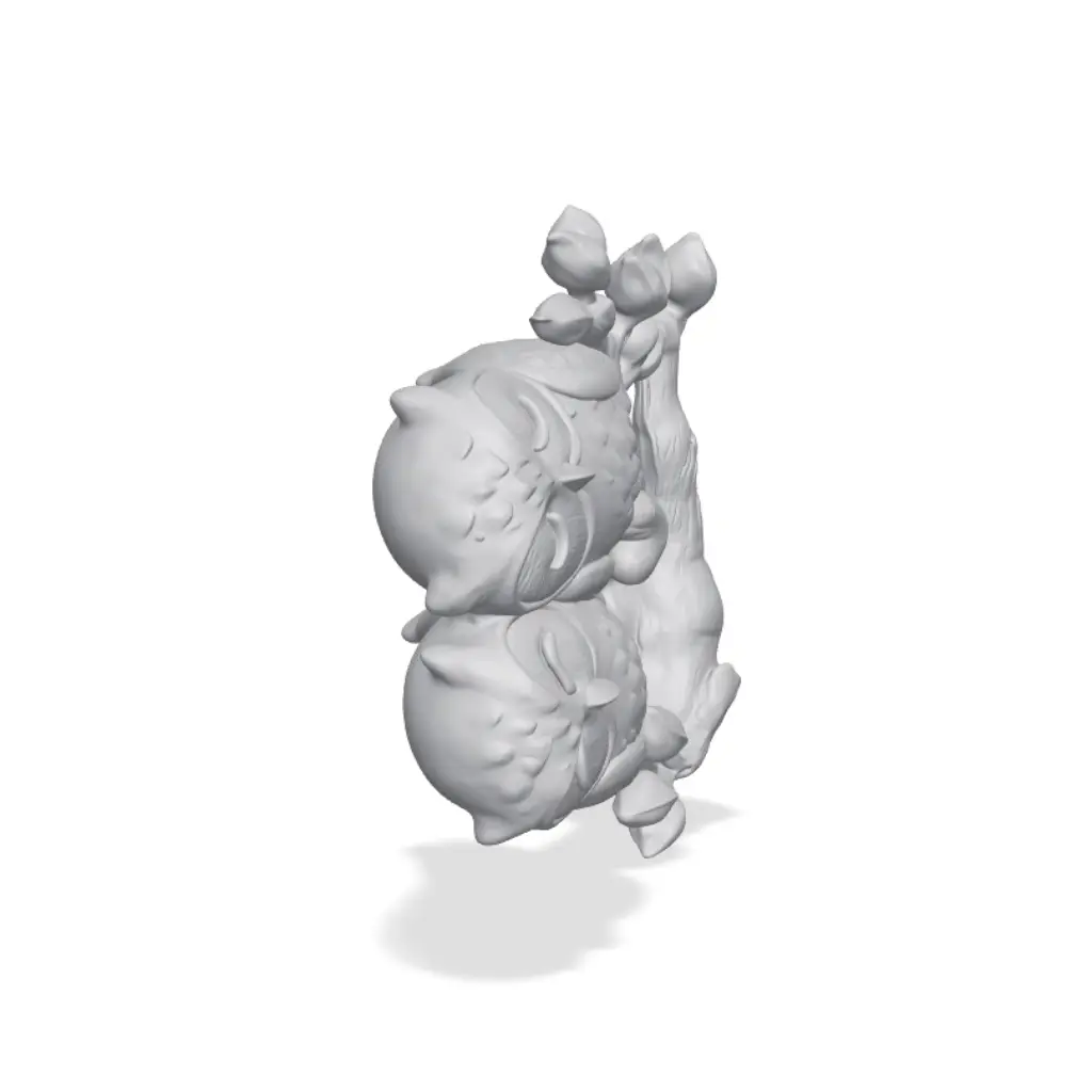 Two Cute Owls in Love | Multicolour & Single Colour — modelo 3D