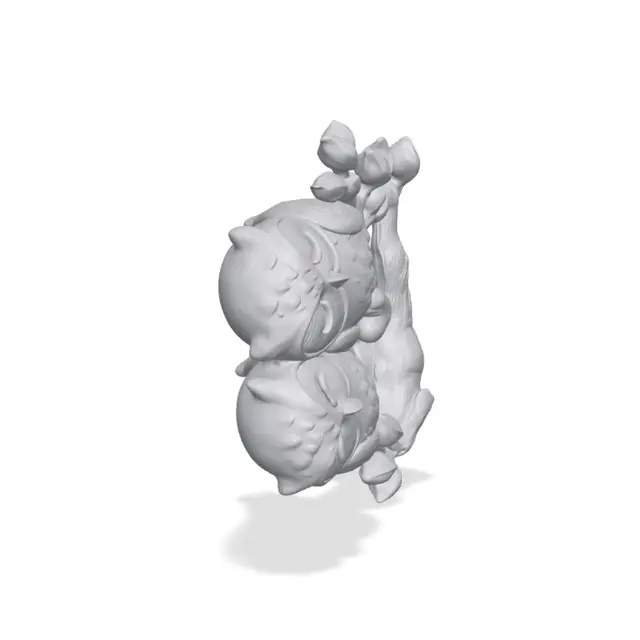 Two Cute Owls in Love | Multicolour & Single Colour — modelo 3D