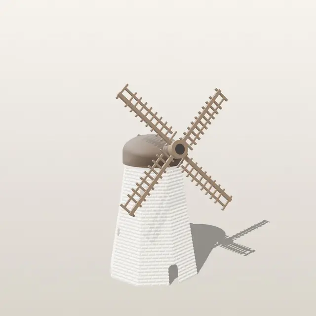 Dutch Windmill Lantern - Lithophane LED Tea Light Lamp with Turning Lattice Sails and Brick Smock Tower — modelo 3D