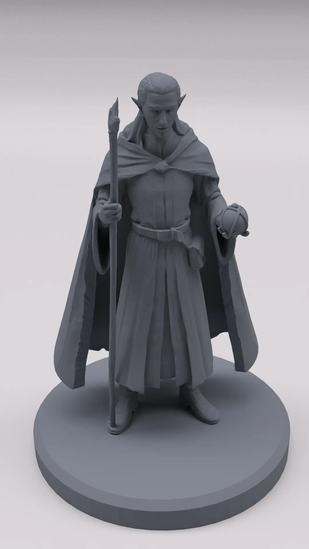 Wizard with staff orb — modelo 3D