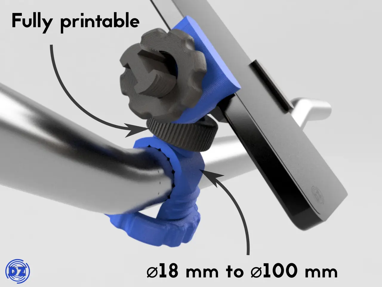 Handlebar/Tube phone mount (no screw!) — modelo 3D