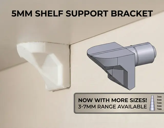 Heavy Duty 5mm Shelf Pin / Peg (L-Shape Support Bracket) metric — modelo 3D