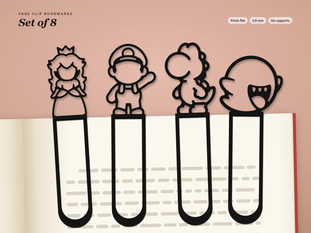 Super Mario Page Clip Bookmarks — Set of 8, No — modelo 3D