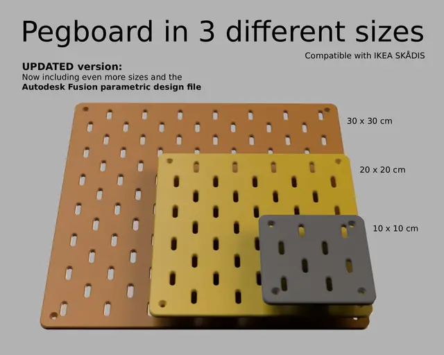 Pegboard in 3 different sizes — modelo 3D