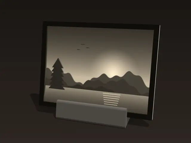 Framed Lithophane Panel + Stand – Mountain Sunset (Free STL) — modelo 3D