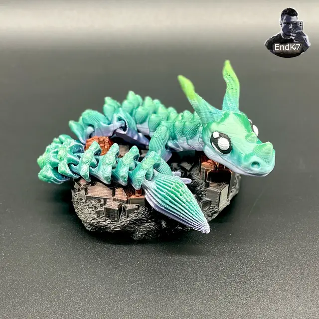 Graceful Dragon - Articulated - Print in Place - No Supports - Flexi - Fantasy — modelo 3D