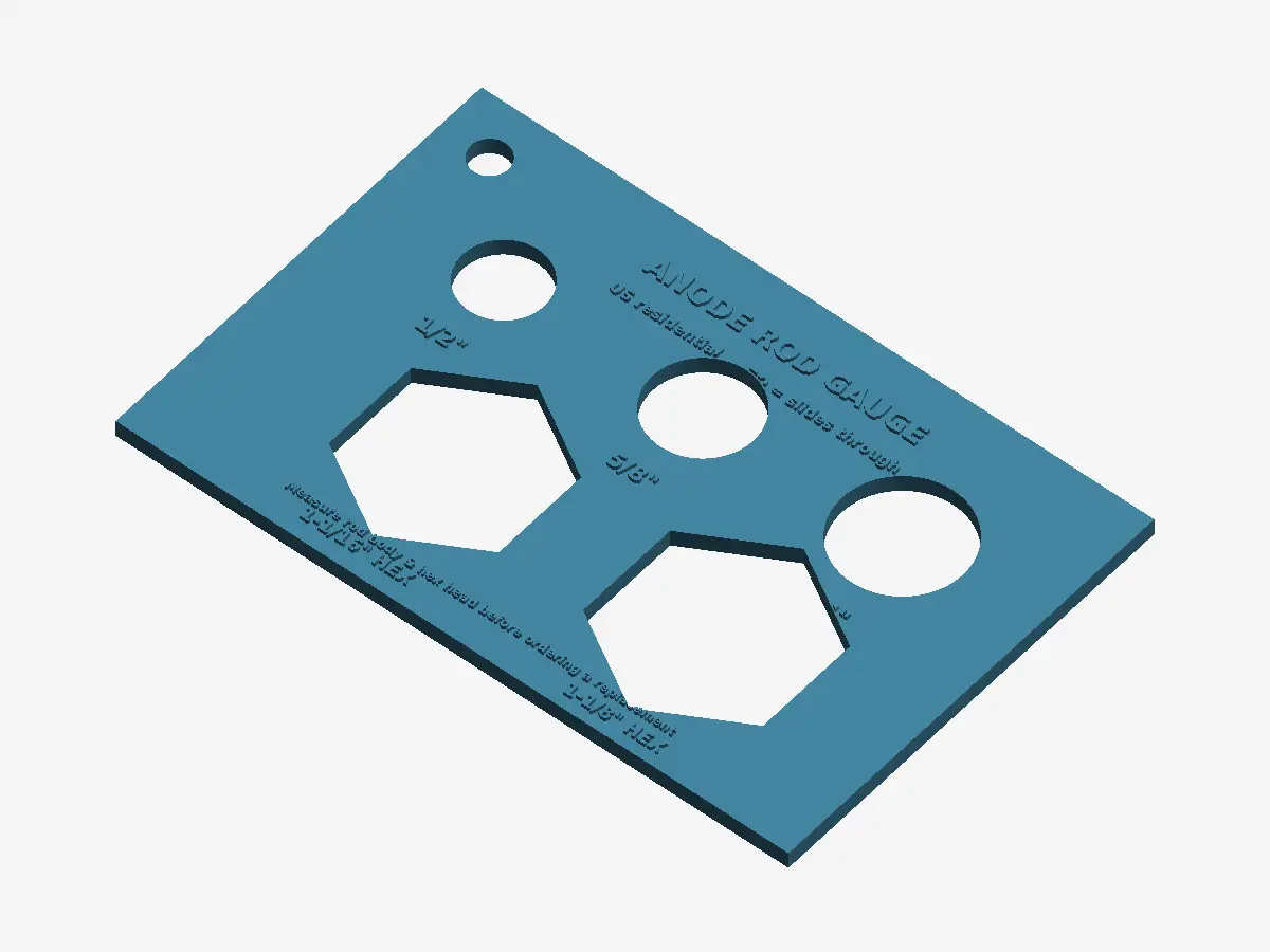 Water Heater Anode Rod Size Gauge (Pocket Card) — modelo 3D