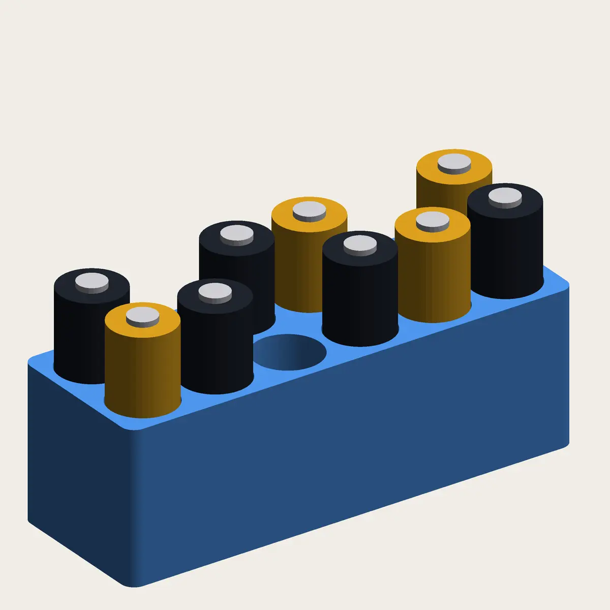 Battery Storage Holders – AA (2x6) and AAA (2x8) — modelo 3D
