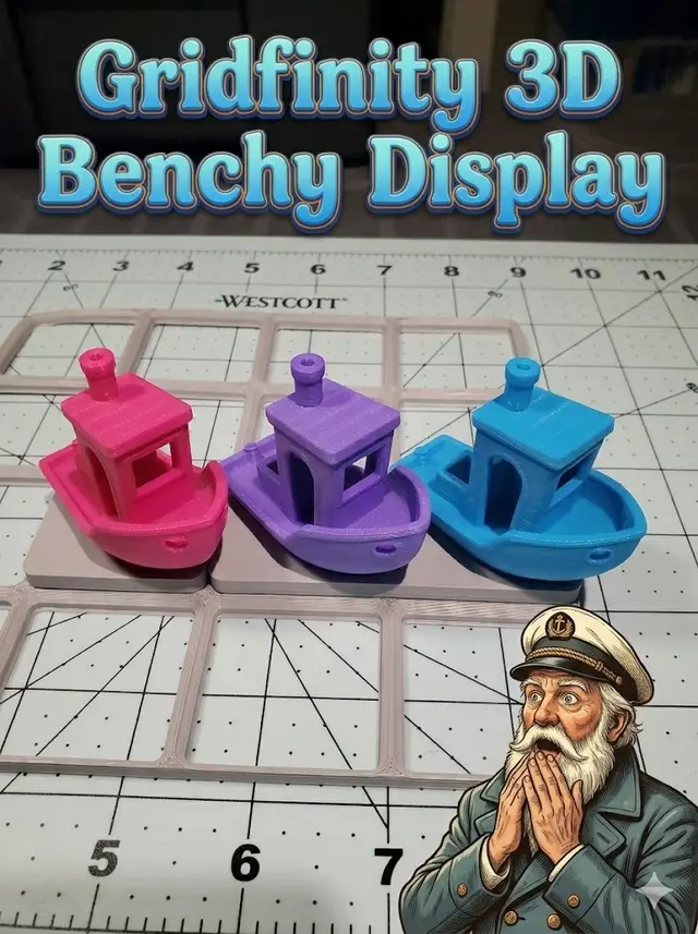 Gridfinity 3D Benchy display tiles + generator! — modelo 3D